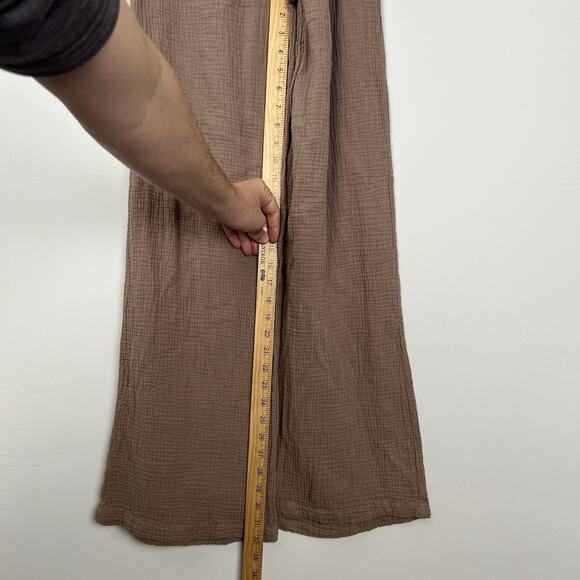 Revolve Bobi Los Angeles Sz Small Gauze Wide Leg Pants Mauve Tan 100% Cotton - Picture 5 of 9